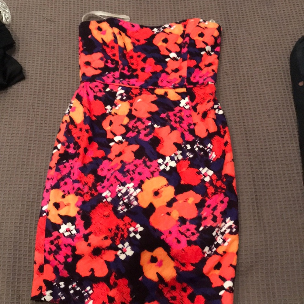 Shoshana strapless floral dress multicolor